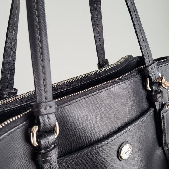 Coach Black Peyton Leather Jordan Satchel Tote I Authentic - Picture 10 of 17